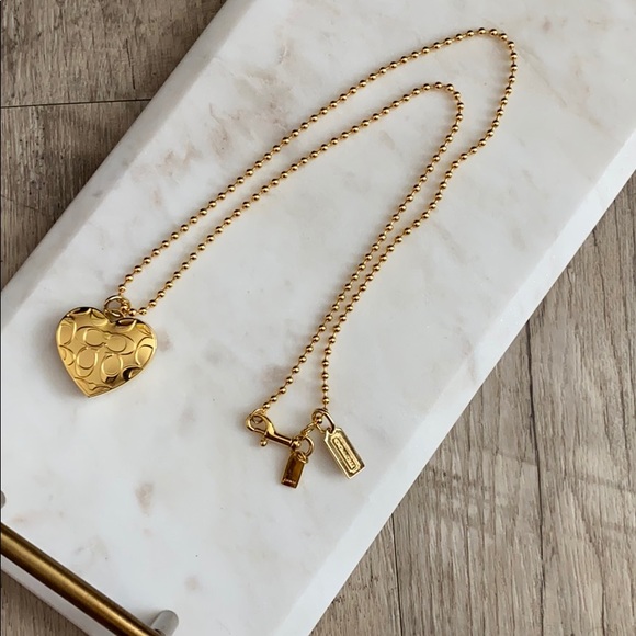 Coach gold heart necklace with locket - Picture 1 of 4